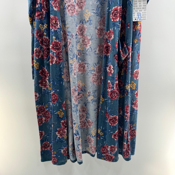 LuLaRoe Sarah Blue & Pink Floral Long Cardigan Size XL NWT Duster - Picture 2 of 5
